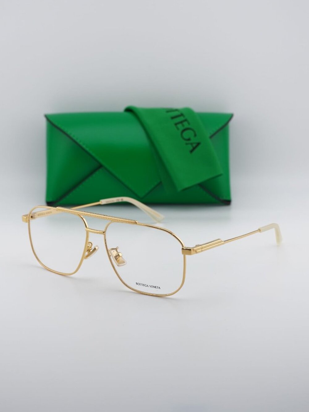 Bottega Veneta BV1159O 002 Aviator Eyeglasses โ Gold 56mm